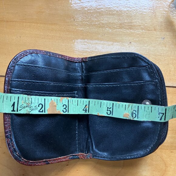 Vintage Native Mexico Genuine Hand tooled Leather Wallet Zippered Coin Purse - Picture 8 of 8